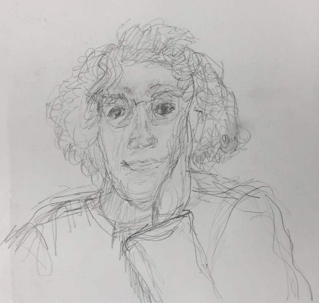 Dana Bateman  |  Zoom Self-Portrait, 2023  |  Pencil